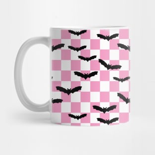 Halloween Bats Y2K Pink Checkerboard Mug